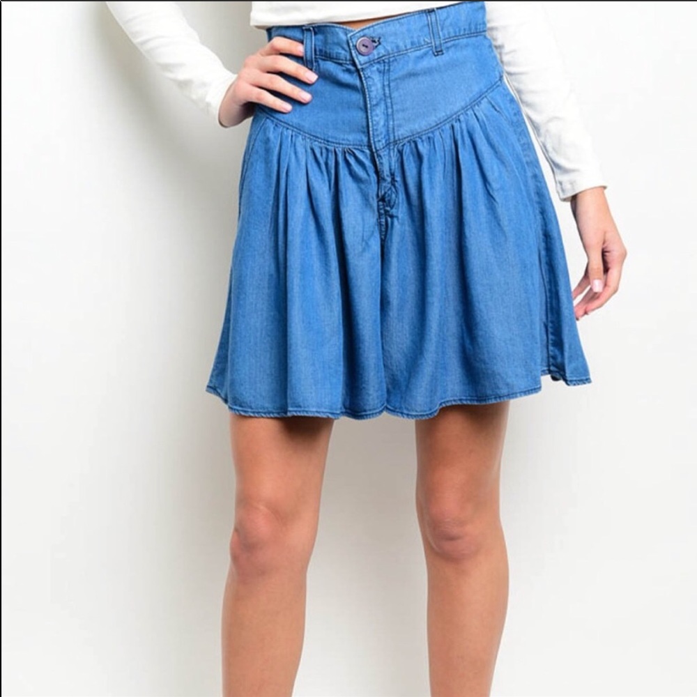 Claire 2-Pocket Skort High-waist Tencel Blue - Picture 2 of 7